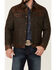 Image #3 - Scully Men's Vintage Herringbone Leather Trim Button-Front Jacket, Brown, hi-res