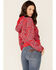 Image #3 - Wrangler Women's Bandana Print Red Crop Zip Hooded Jacket, Red, hi-res
