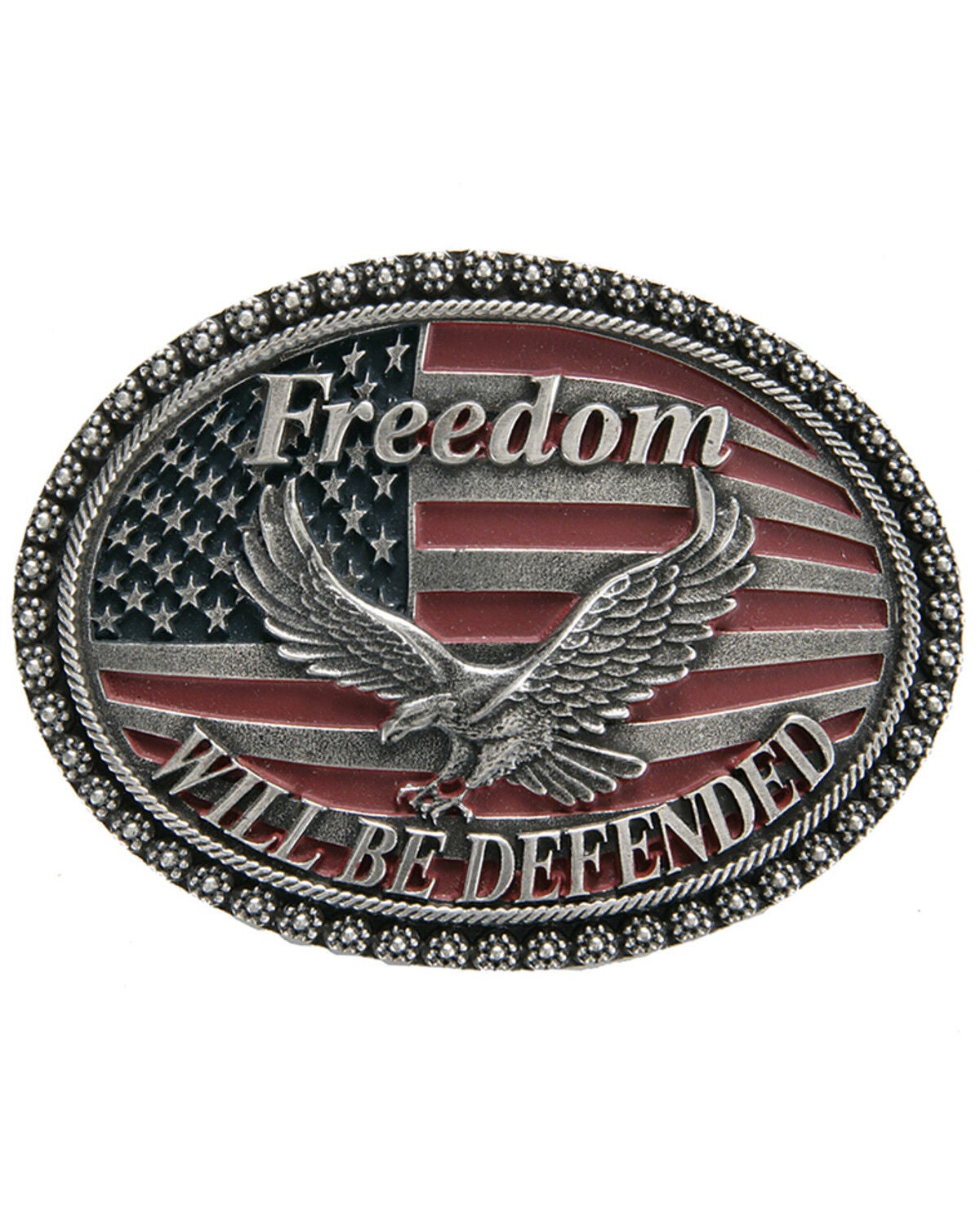 Cody James Men's Freedom Will Be Defended Belt Buckle, Silver, hi-res