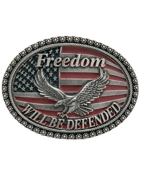 Image #1 - Cody James Men's Freedom Will Be Defended Buckle, Silver, hi-res