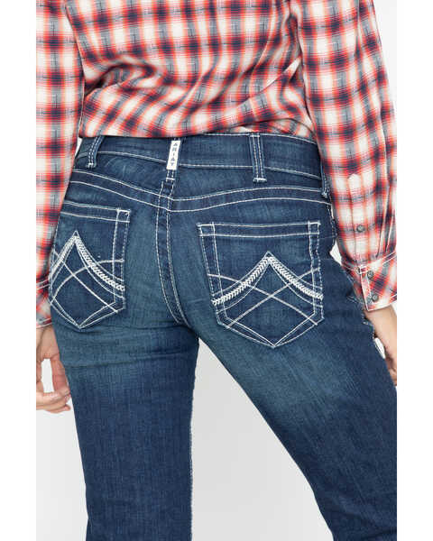 Image #4 - Ariat Women's R.E.A.L. Mid Rise Icon Stackable Straight Leg Jeans, Indigo, hi-res