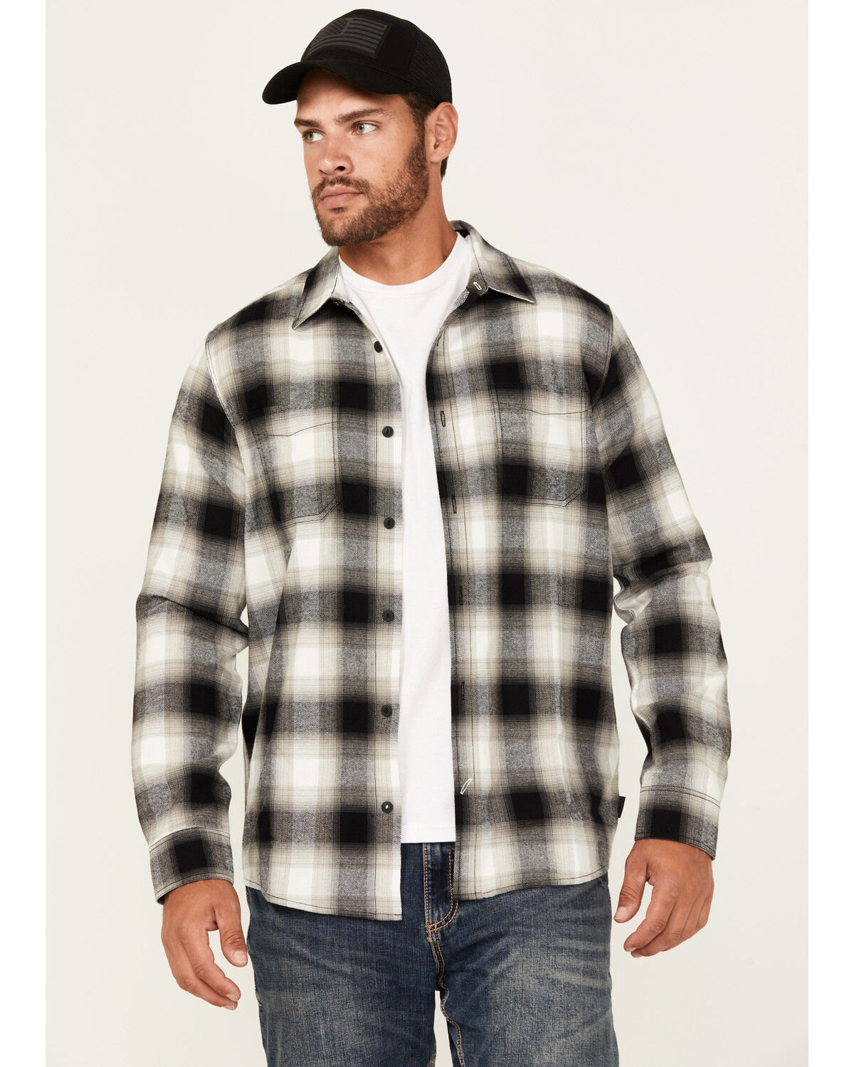 Image #1 - Brothers and Sons Men's Jay Plaid Print Long Sleeve Button-Down Western Shirt, Natural, hi-res