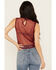 Image #4 - Beyond The Radar Women's Lace Mock Neck Tank, Burgundy, hi-res