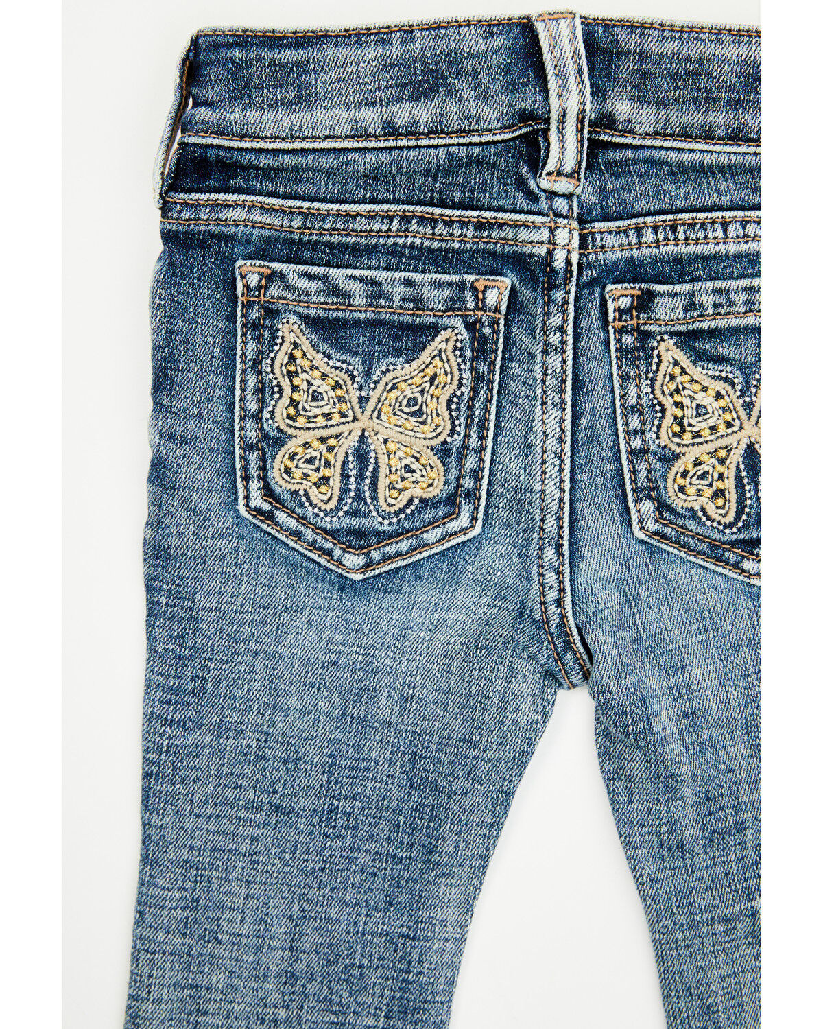 Image #2 - Shyanne Toddler Girls' Dawn Studded Back Bootcut Stretch Denim Jeans, Dark Wash, hi-res