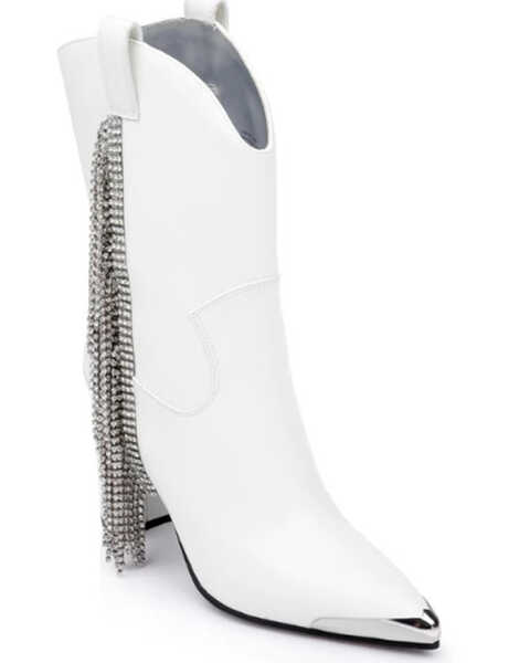 Image #1 - DanielXDiamond Women's Stagecoach Western Boots - Pointed Toe, White, hi-res