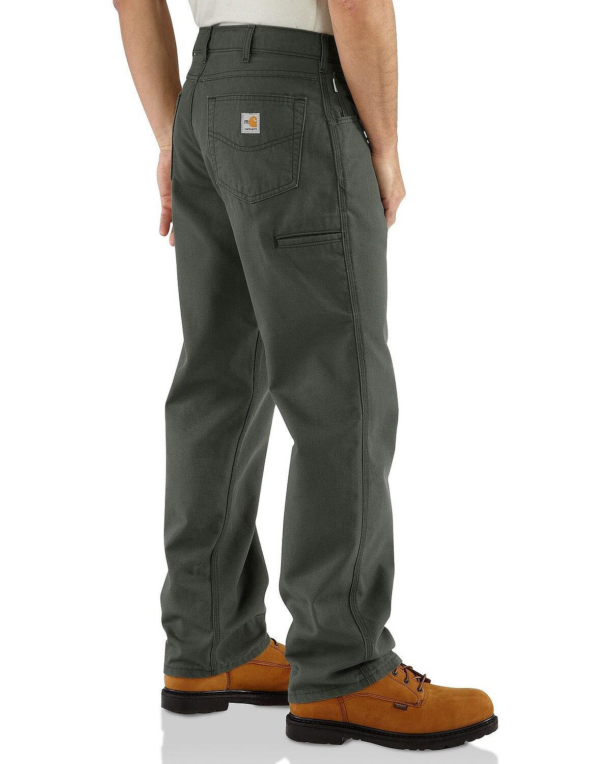 Image #3 - Carhartt Men's FR Canvas Work Pants - Big & Tall, Olive, hi-res