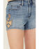Image #2 - Idyllwind Women's Medium Wash Gypsy High Rise Faux Suede Embellished Comfort Stretch Denim Shorts, Medium Wash, hi-res