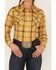Wrangler Women's Plaid Print Long Sleeve Snap Western Shirt, Mustard, hi-res