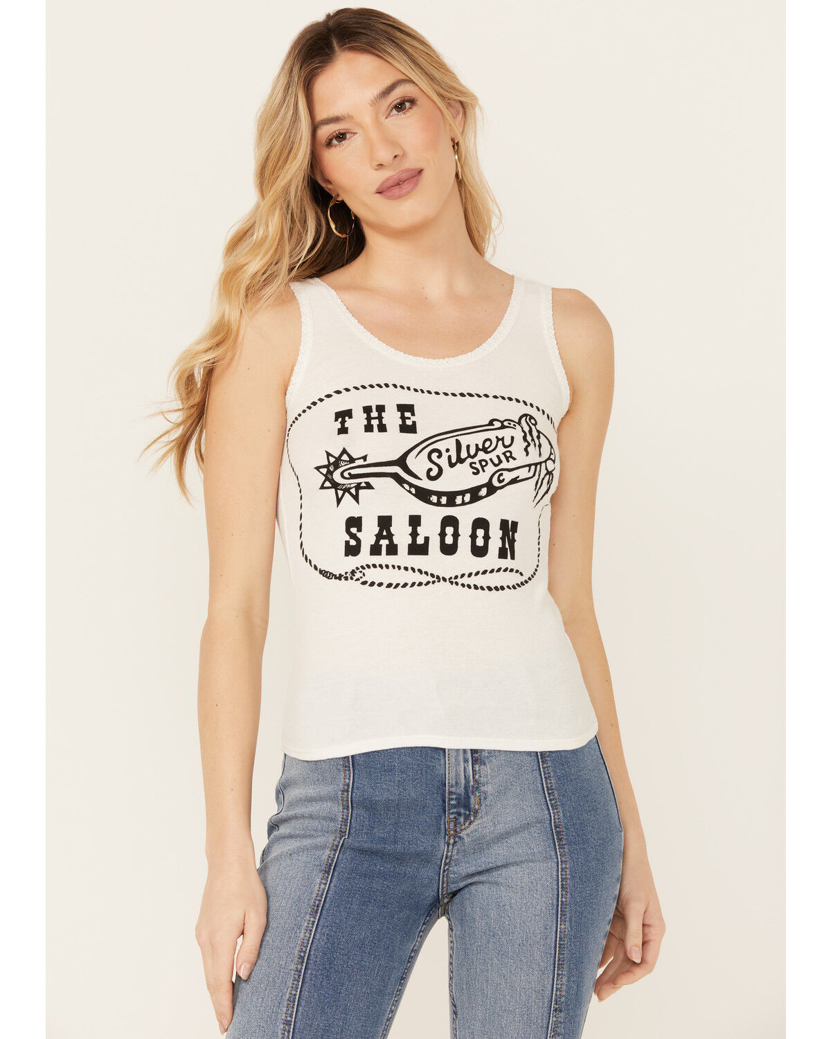 Image #1 - Bandit Women's Saloon Graphic Tank Top, White, hi-res