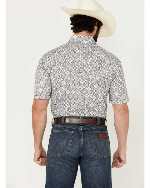 Image #4 - Panhandle Men's Abstract Geo Print Short Sleeve Pearl Snap Stretch Western Shirt , Grey, hi-res