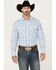 Image #1 - Wrangler 20X Men's Plaid Print Long Sleeve Snap Stretch Western Shirt, Blue, hi-res