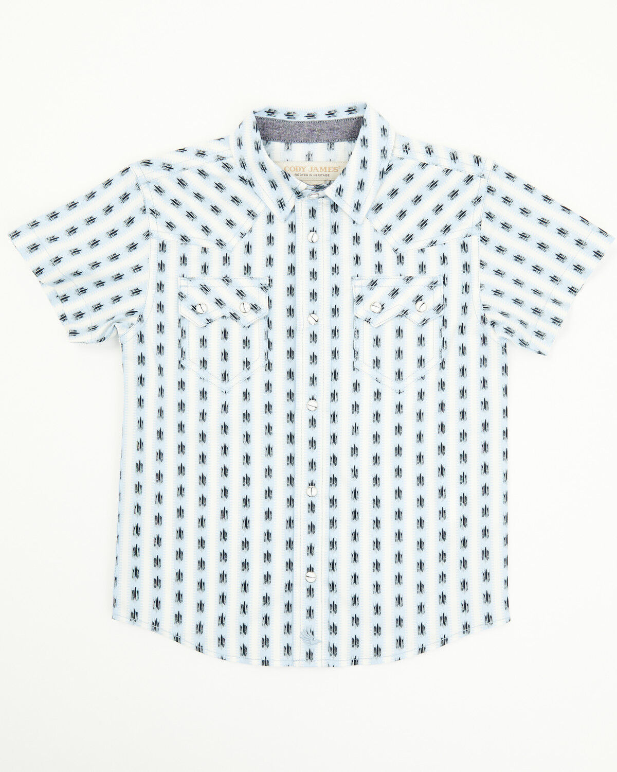 Image #1 - Cody James Toddler Boys' Outlaw Pass Striped Print Short Sleeve Snap Western Shirt, White, hi-res