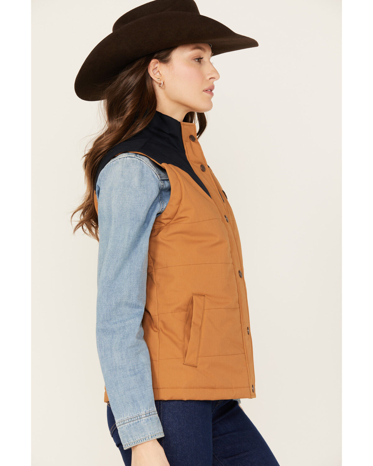 Image #3 - Cinch Women's Concealed Carry Canvas Vest, Tan, hi-res
