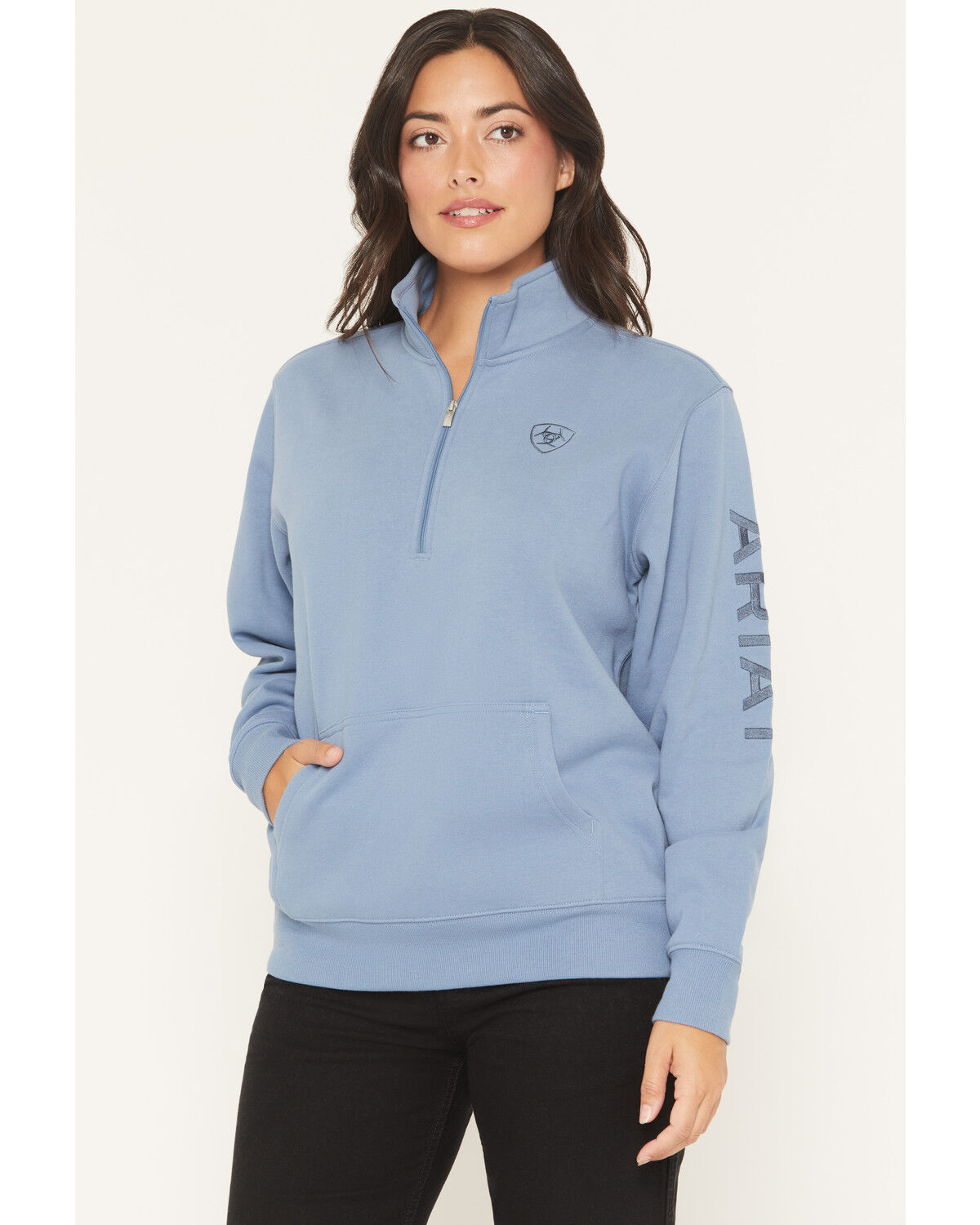 Image #1 - Ariat Women's Boot Barn Exclusive Coronet Half Zip Pullover, Blue, hi-res