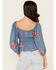 Image #4 - Wild Moss Women's Floral Embroidered 3/4 Sleeve Top, Blue, hi-res