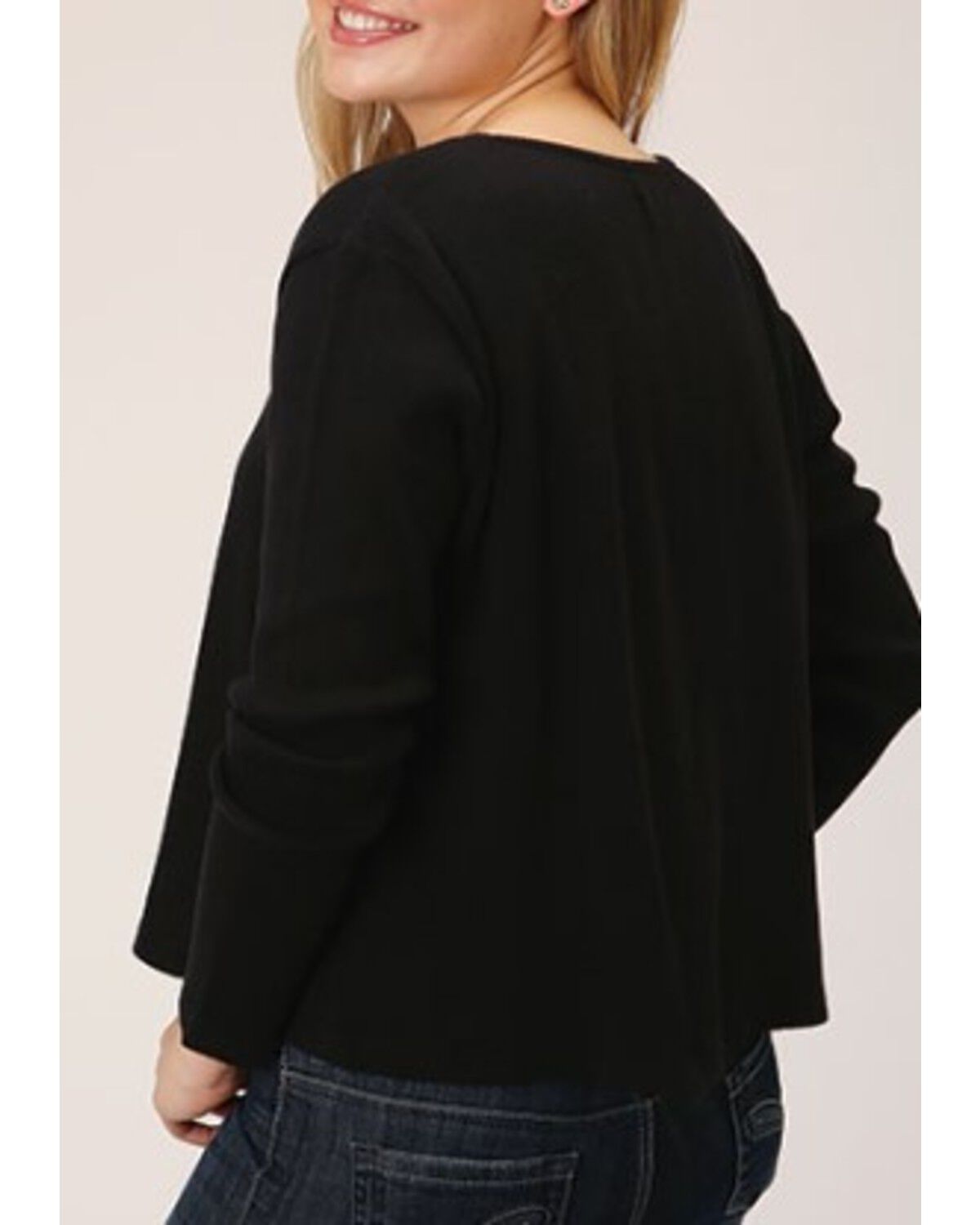 Image #2 - Roper Women's Waffle-Slub Knit Boyfriend Top, Black, hi-res