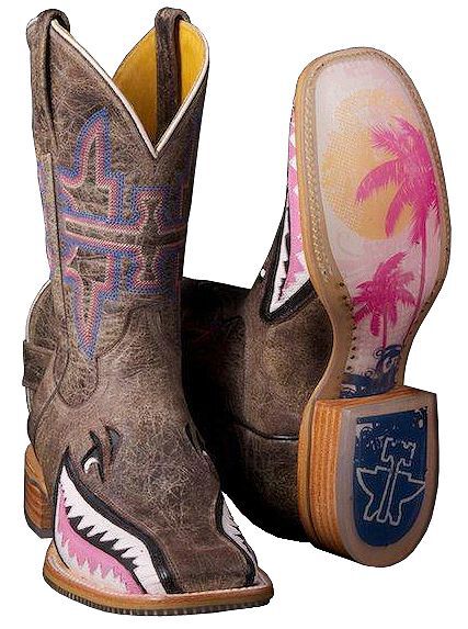 Tin Haul Man Eater Shark Cowgirl Boots 