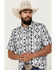 Image #2 - Panhandle Men's Southwestern Print Short Sleeve Performance Polo Shirt, Charcoal, hi-res