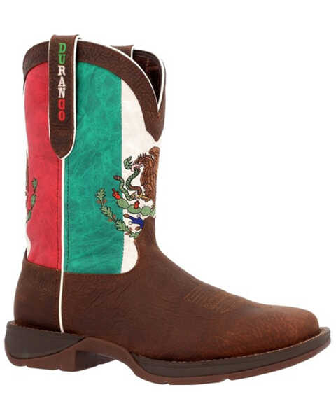 Image #1 - Durango Men's Rebel Mexico Flag Shaft Performance Western Boots - Broad Square Toe , Brown, hi-res