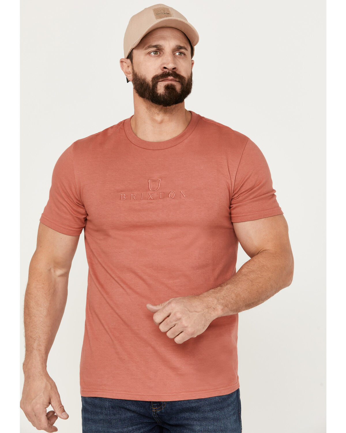 Image #1 - Brixton Men's Alpha Thread Tonal Logo Graphic T-Shirt, Medium Red, hi-res
