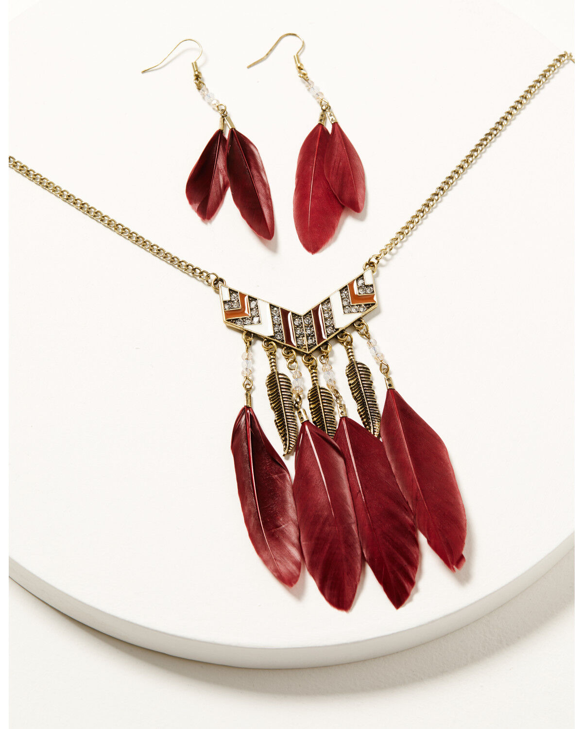 Image #1 - Shyanne Women's Desert Rose Antique Feather Jewelry Set - 2 Piece, Gold, hi-res