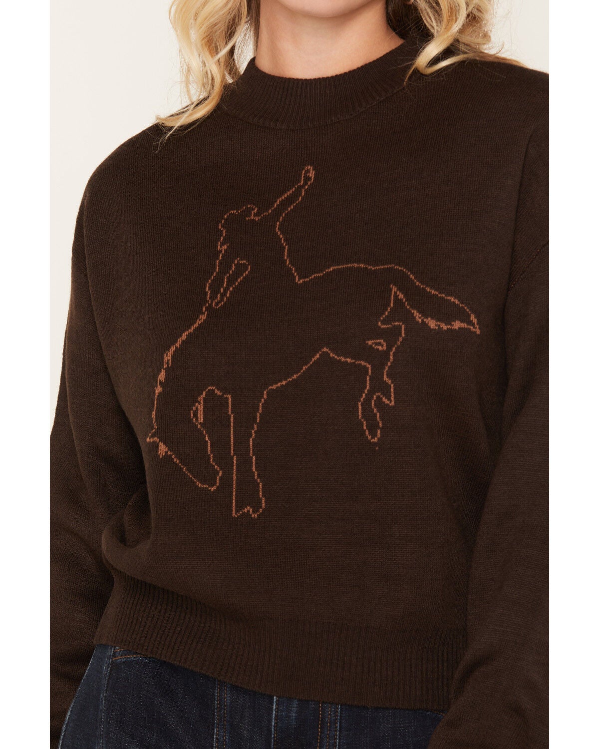 Image #3 - Wrangler Retro Women's Bucking Horse Sweater, Brown, hi-res