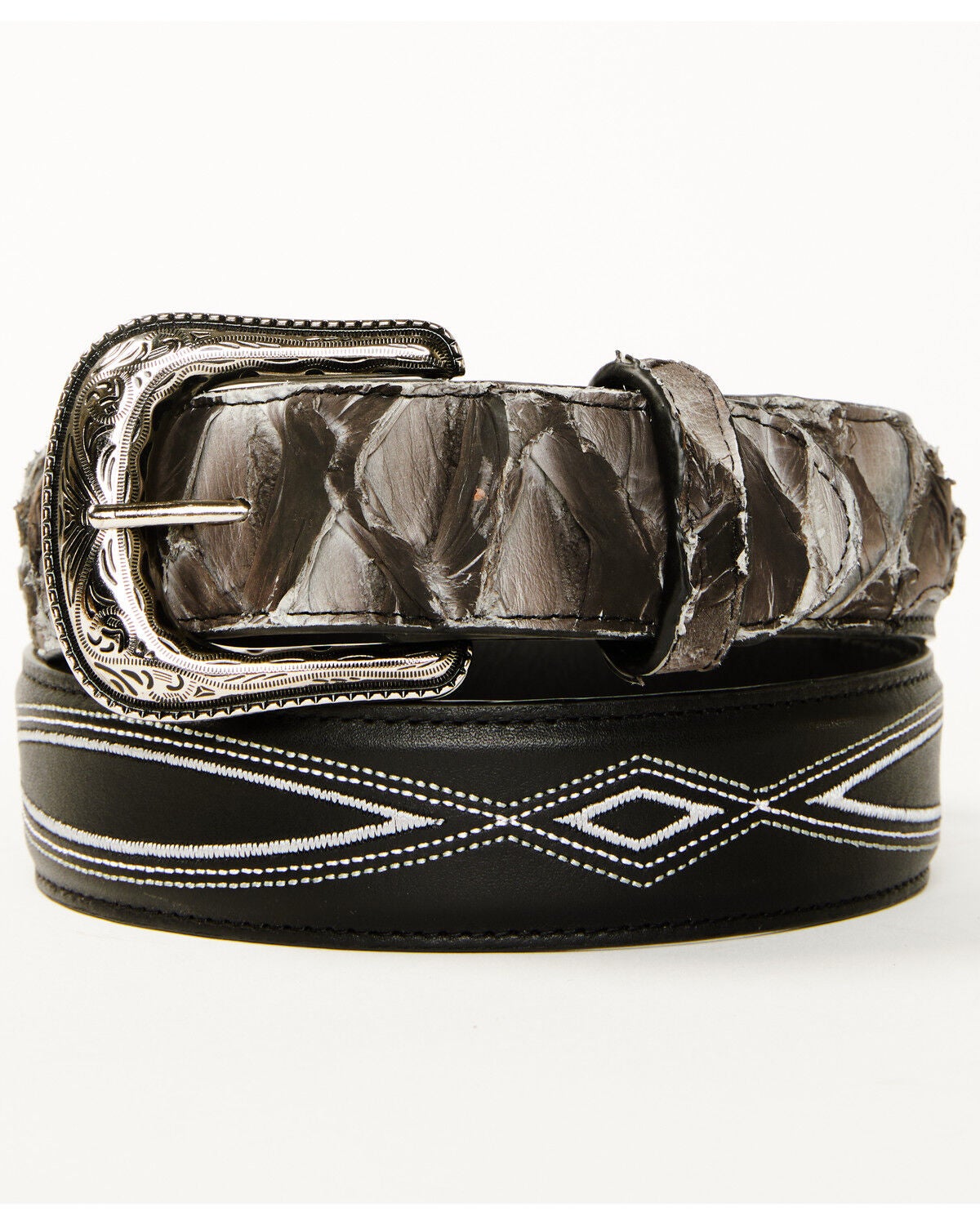Cody James Men's Exotic Pirarucu Billet Belt, Grey, hi-res