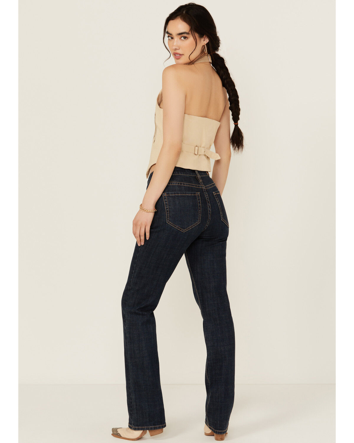 Rock & Roll Denim Women's Dark Wash High Rise Western Yoke