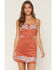 Image #1 - Blue B Women's Boot Barn Exclusive Sleeveless Embroidered Faux Suede Mini Dress, Rust Copper, hi-res