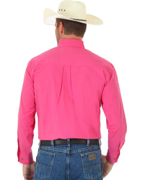 Image #2 - George Strait by Wrangler Men's Pink Solid Long Sleeve Western Shirt, , hi-res