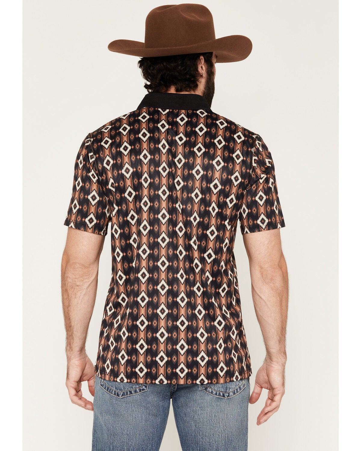 Image #4 - RANK 45&reg; Men's Desert Strike Southwestern Print Short Sleeve Button-Down Polo, Black, hi-res