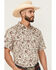 Image #2 - Cody James Men's Red River Floral Print Short Sleeve Button-Down Stretch Western Shirt, Tan, hi-res