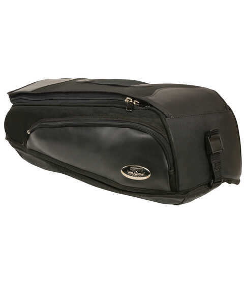 Milwaukee Leather Black Long Textile Back Rack Travel Bag , Black, hi-res