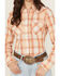 Image #3 - Wrangler Retro Women's Boot Barn Exclusive PCH Plaid Print Long Sleeve Pearl Snap Western Shirt, Peach, hi-res