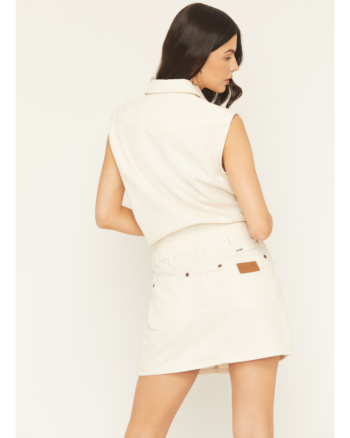 Image #4 - Wrangler Women's Sleeveless Snap Denim Mini Dress, White, hi-res