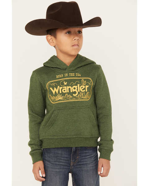 Wrangler Boys' Logo Graphic Hoodie, Green, hi-res