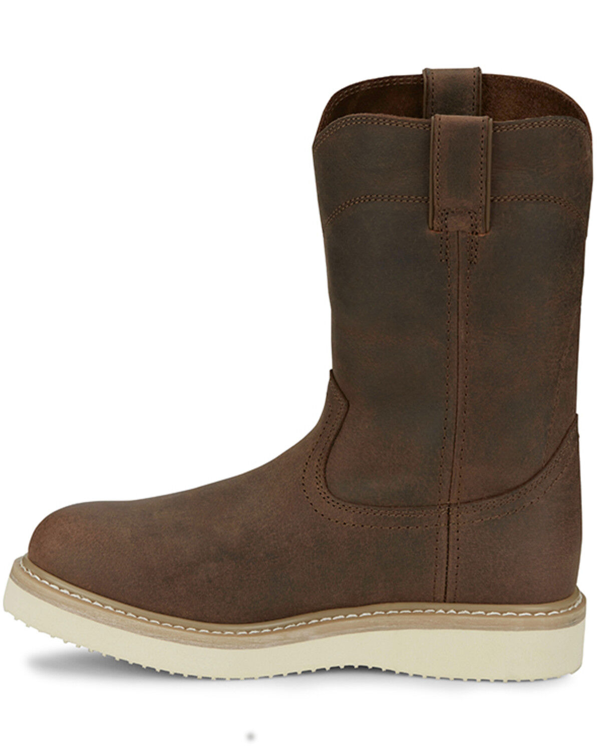 Image #3 - Justin Men's Ram Pull-On Work Boots - Soft Toe, Brown, hi-res