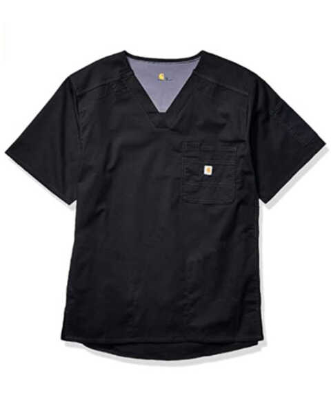 Carhartt Men's 2XL Solid Black Ripstop Scrub Utility Short Sleeve Work Shirt , Black, hi-res
