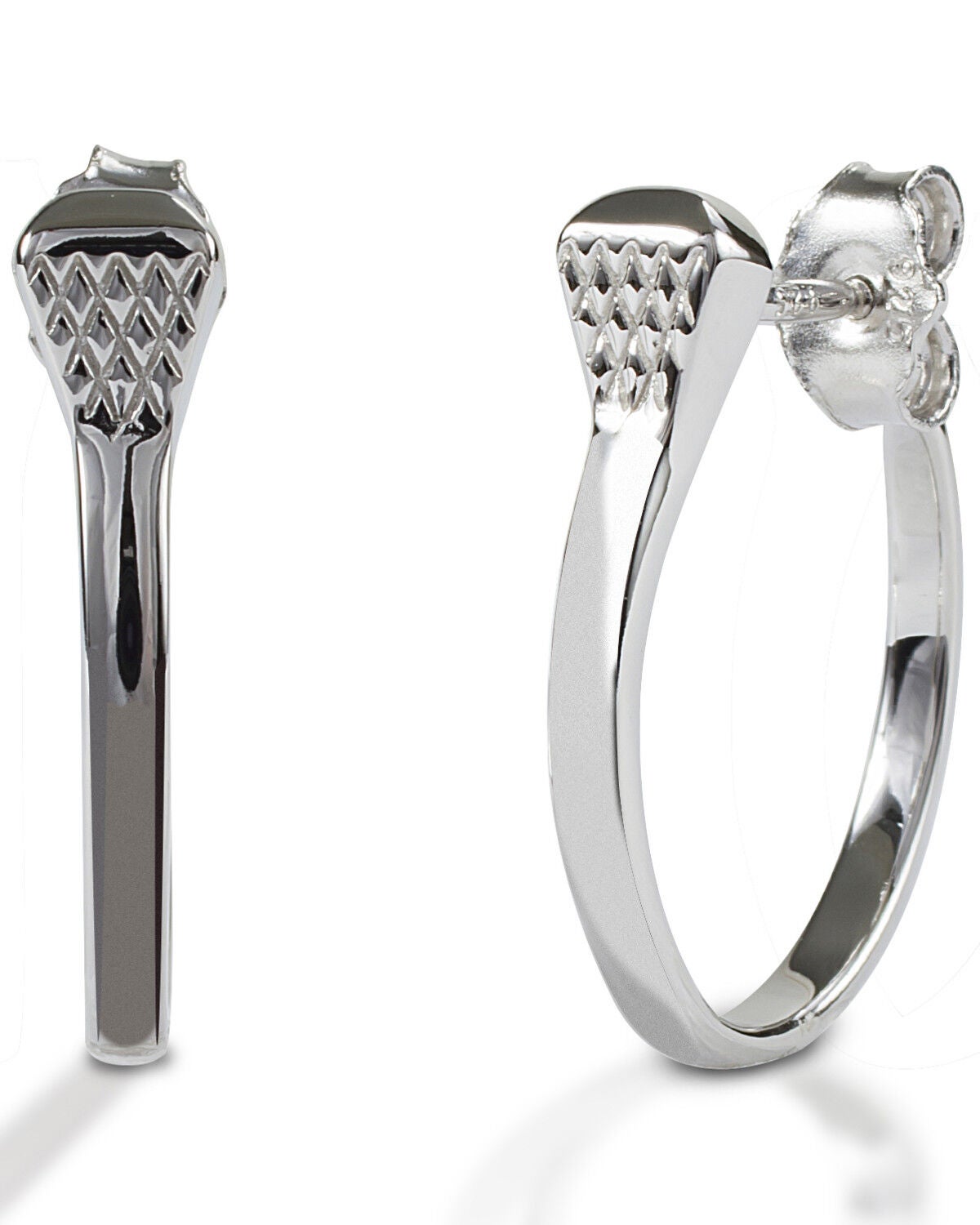 Kelly Herd Women's Post Back Nail Hoop Earrings, Silver, hi-res
