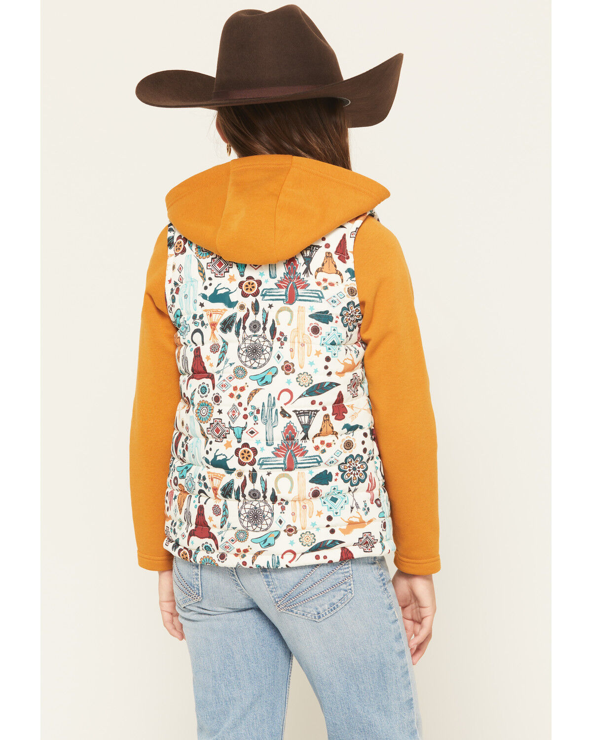 Image #4 - Cruel Girl Girls' Quilted Hybrid Hoodie and Vest, Gold, hi-res