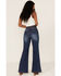 Image #3 - Flying Tomato Women's Seam Front Flare Jeans, Blue, hi-res