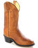 Old West Little Girls' Corona Calfskin Western Boots - Round Toe, Tan, hi-res