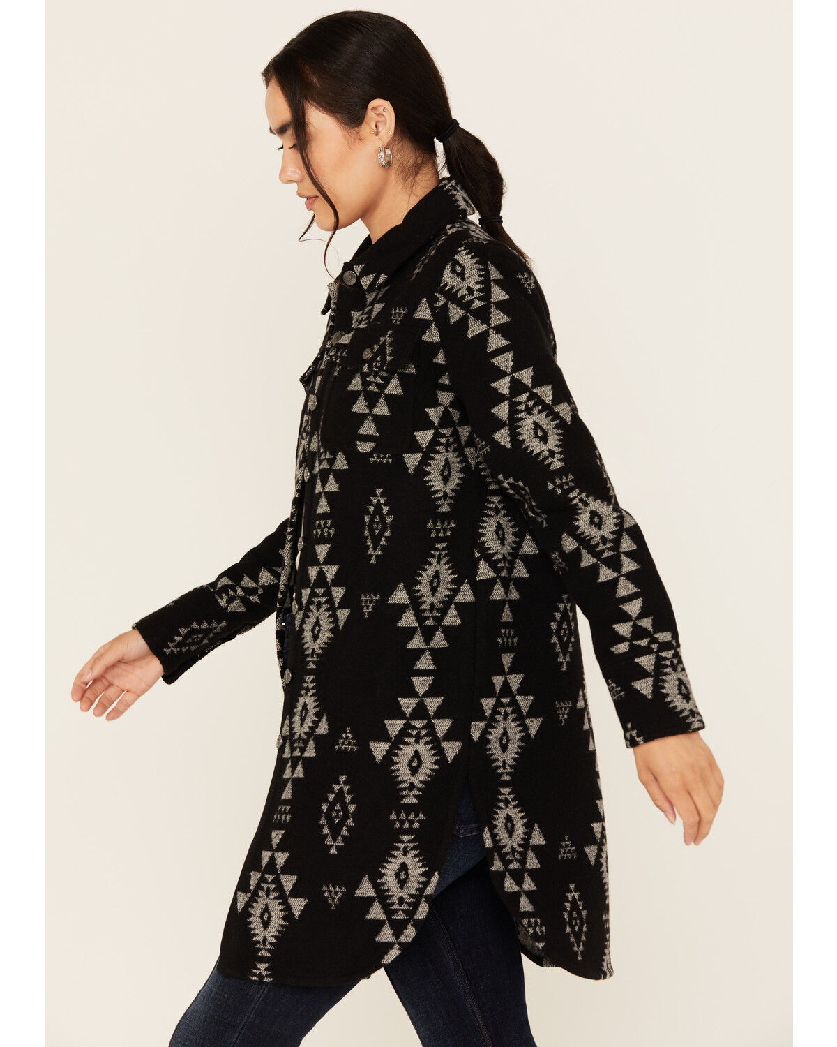 Image #2 - Shyanne Women's Southwestern Print Button-Down Shacket, Black, hi-res