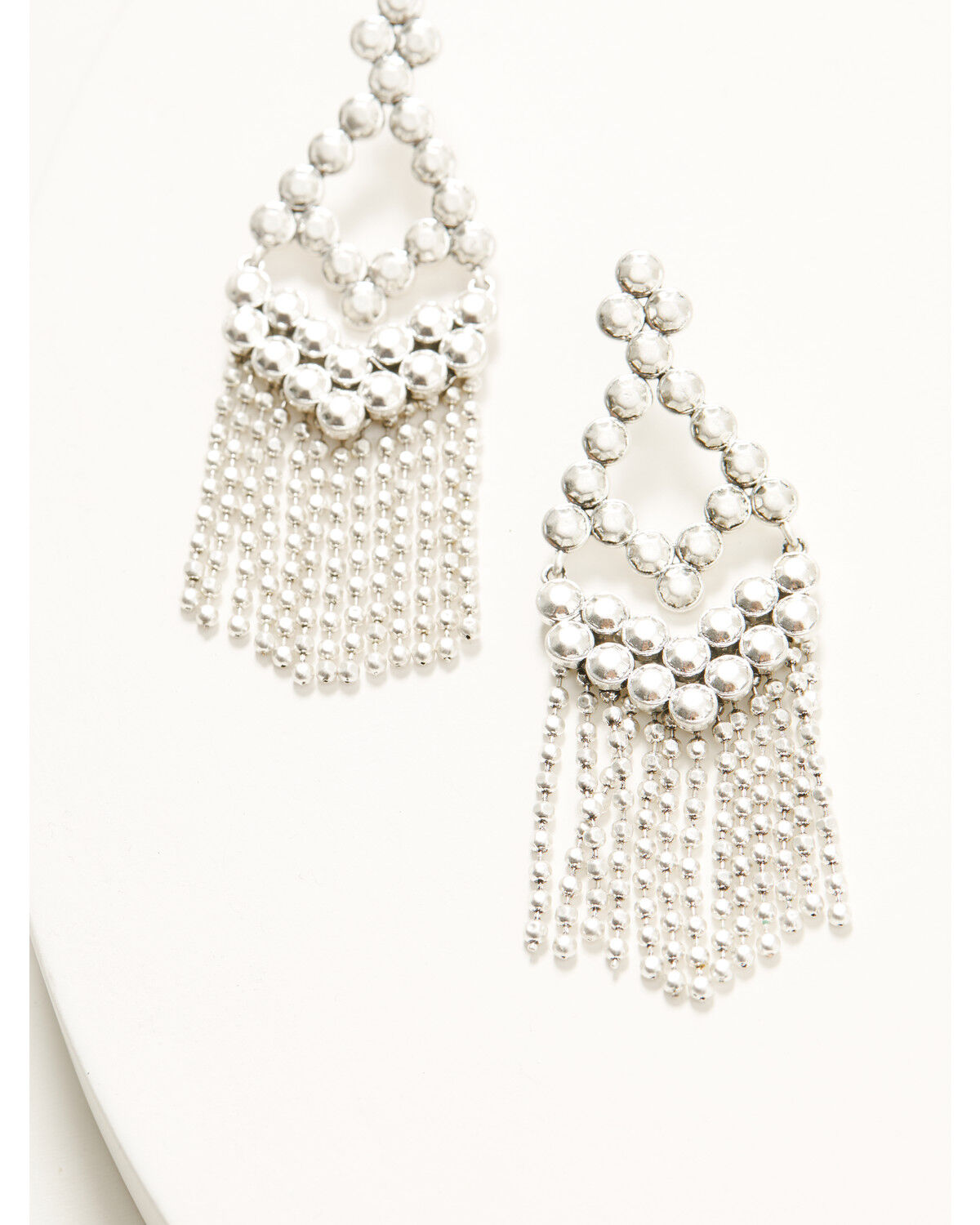 Image #1 - Lainey Wilson Women's Metal Meadows Beaded Chandelier Earrings, Silver, hi-res