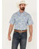 Panhandle Select Men's Paisley Print Short Sleeve Button-Down Western Shirt , Blue, hi-res