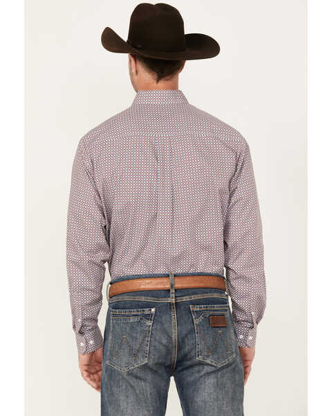 Image #4 - Cinch Men's Diamond Geo Print Long Sleeve Button-Down Western Shirt, Blue/red, hi-res