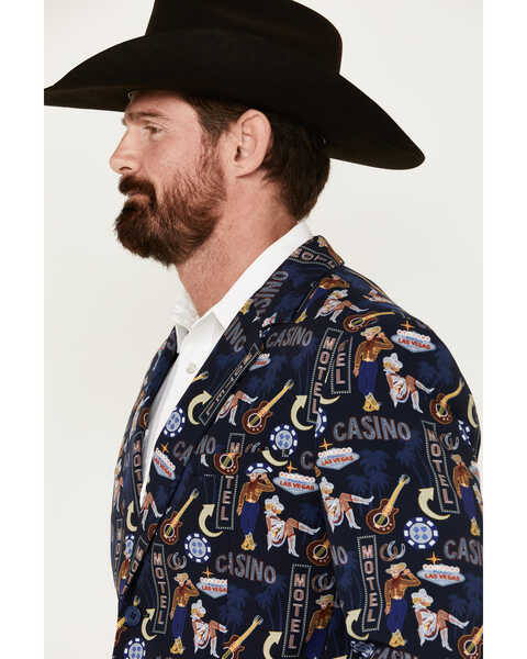 Image #2 - Rock & Roll Demin Men's Casino Conversation Print Modern Fit Sportcoat, Navy, hi-res