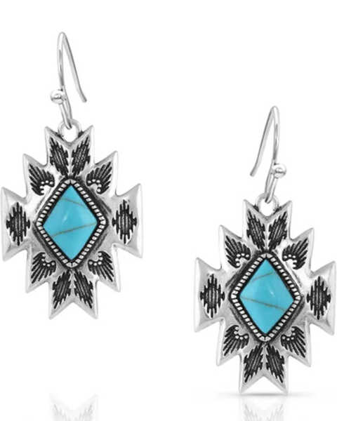 Image #1 - Montana Silversmiths Women's Turquoise Star Pendant Earrings, Silver, hi-res