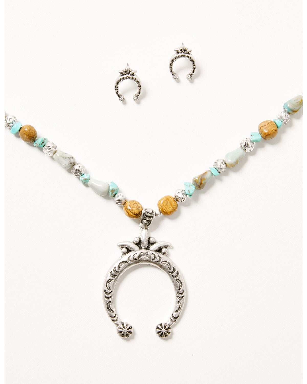 Shyanne Women's Sedona Sky Squash Blossom Jewelry Set - 2 Piece, Silver, hi-res