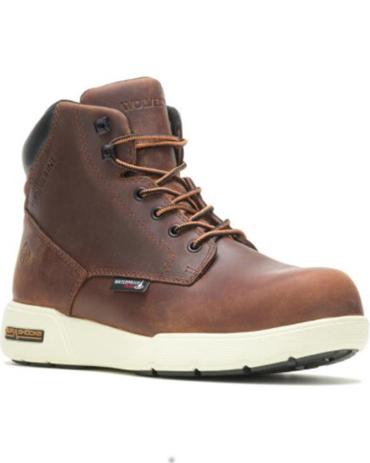 Image #1 - Wolverine Men's Kickstart Durashock 6" Lace-Up Work Boots - Composite Toe, Brown, hi-res